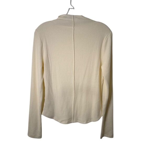Double Zero Tops - Double Zero Women's Ivory Ribbed Mock Turtleneck Long Sleeve Top Size L